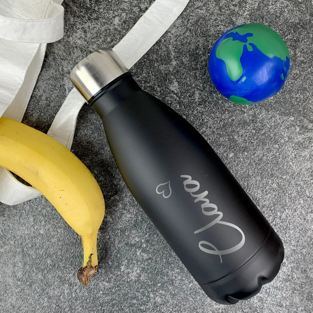 Personalised Stainless Steel Reusable Matt Drinks Water Bottle 500ml