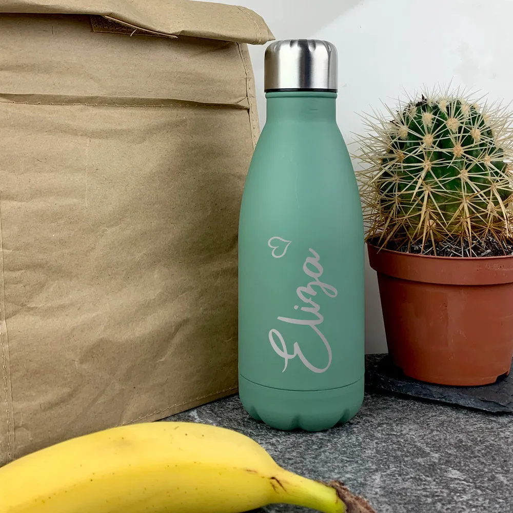 Personalised Stainless Steel Reusable Matt Drinks Water Bottle 500ml