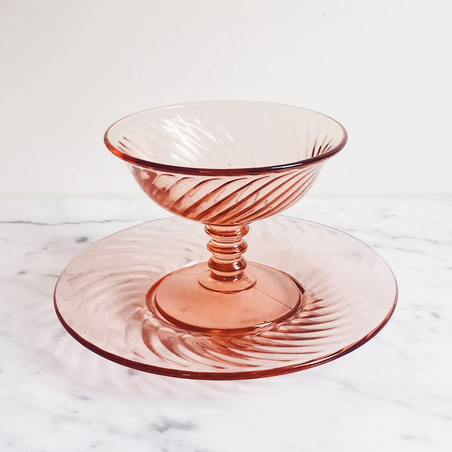 Pink Intoxication Antique Glass Bread Plate