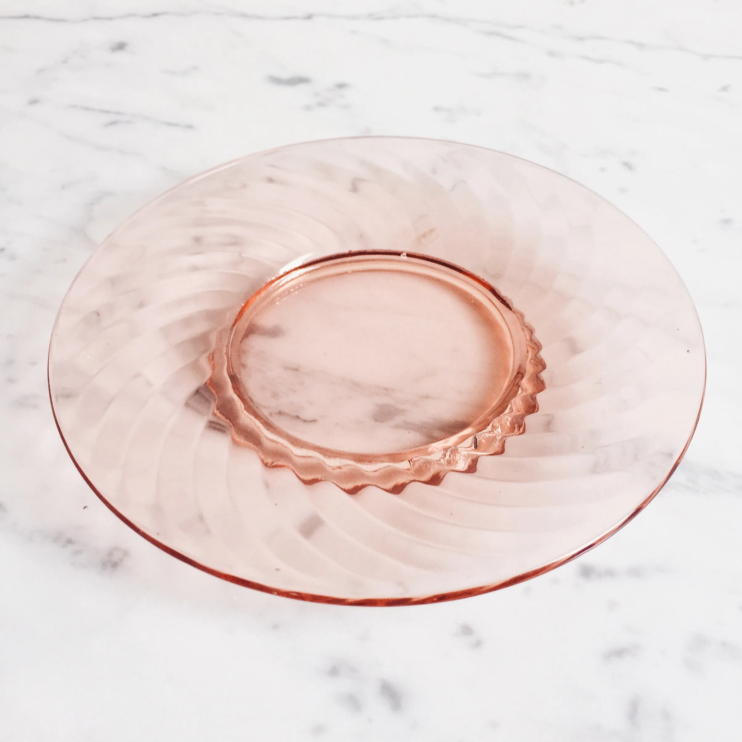 Pink Intoxication Antique Glass Bread Plate