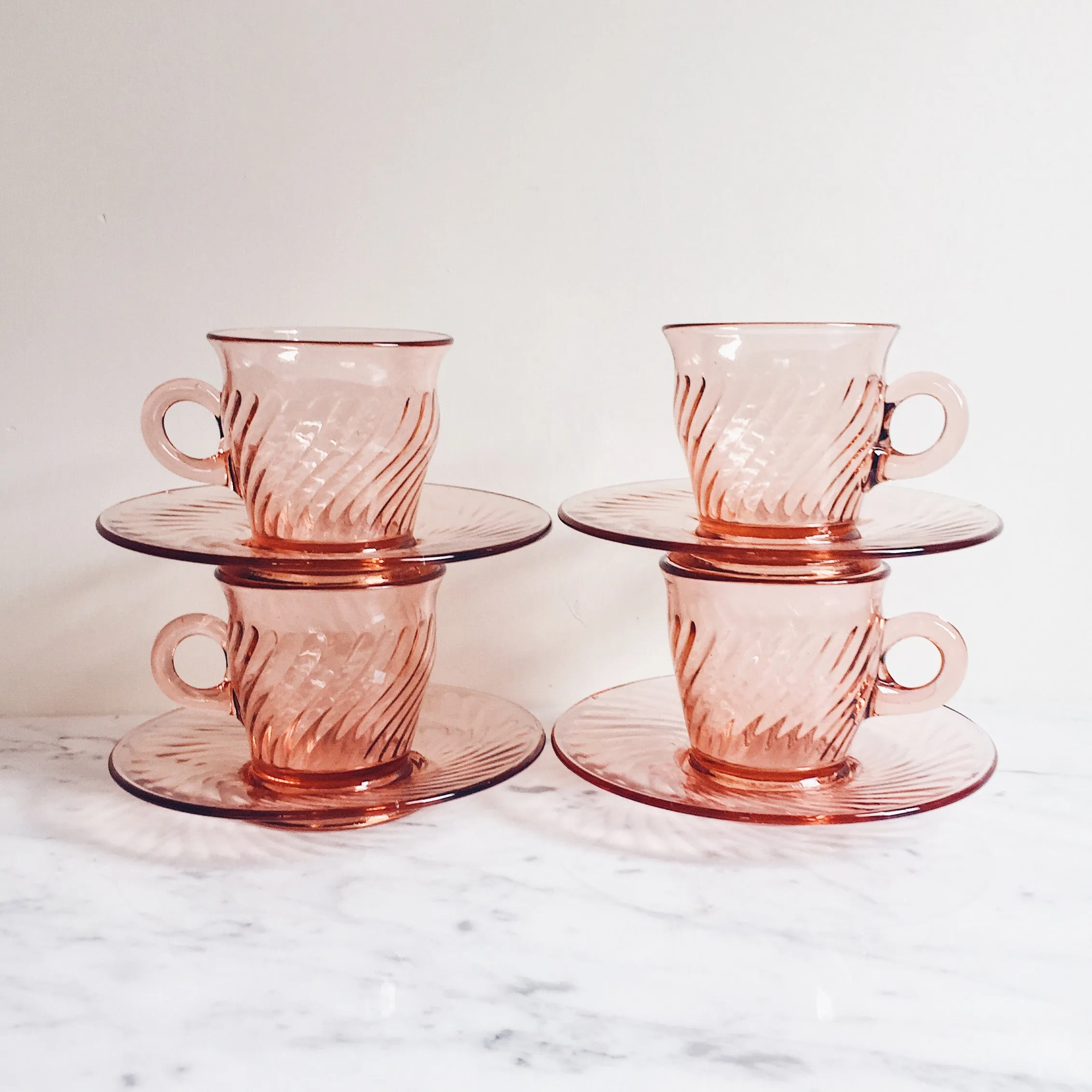 Pink Intoxication Antique Glass Dining Set (22pcs)