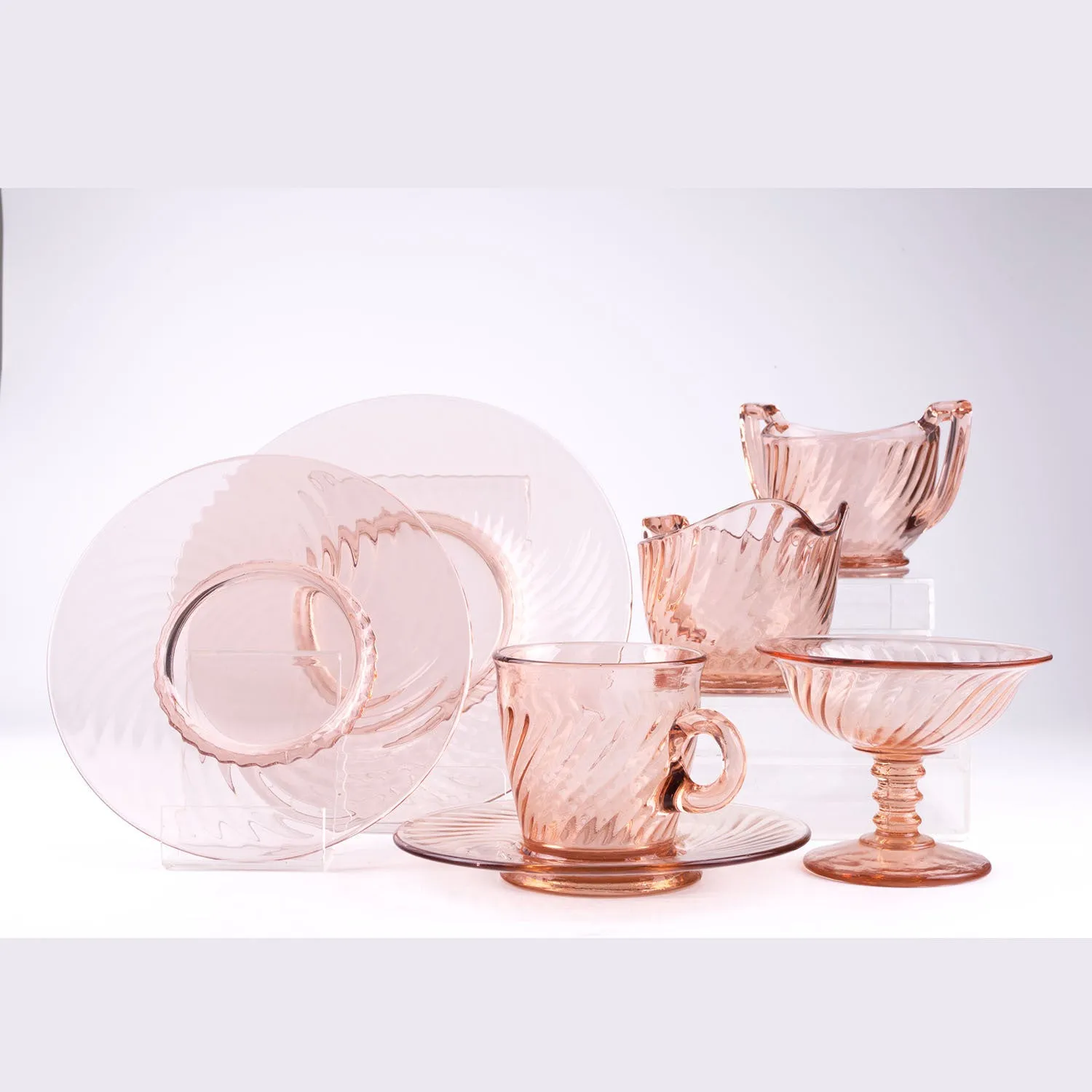 Pink Intoxication Antique Glass Dining Set (22pcs)