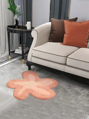 Pink Star Fish Design Tufted Polyester Rug | 2x2 ft
