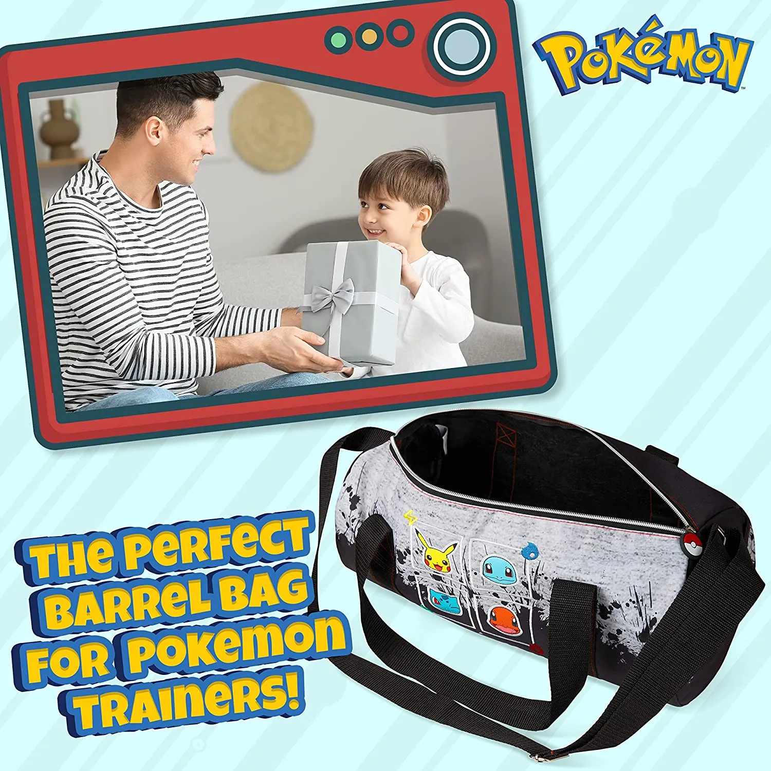 Pokemon Gym Bag for Kids, Pikachu Boys Duffle Bag Large Holdall