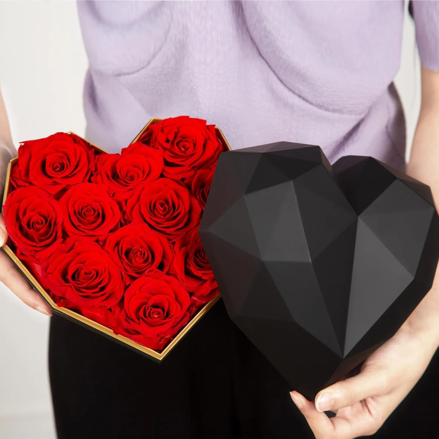 Preserved Flowers Heart Shape Box - Heart Shaped Transparent Acrylic Flower Box