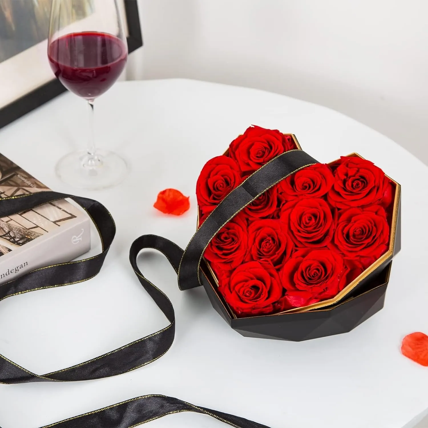 Preserved Flowers Heart Shape Box - Heart Shaped Transparent Acrylic Flower Box