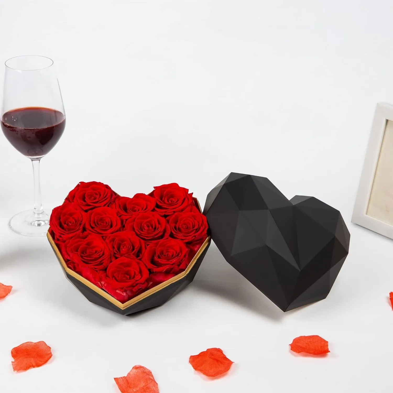 Preserved Flowers Heart Shape Box - Heart Shaped Transparent Acrylic Flower Box