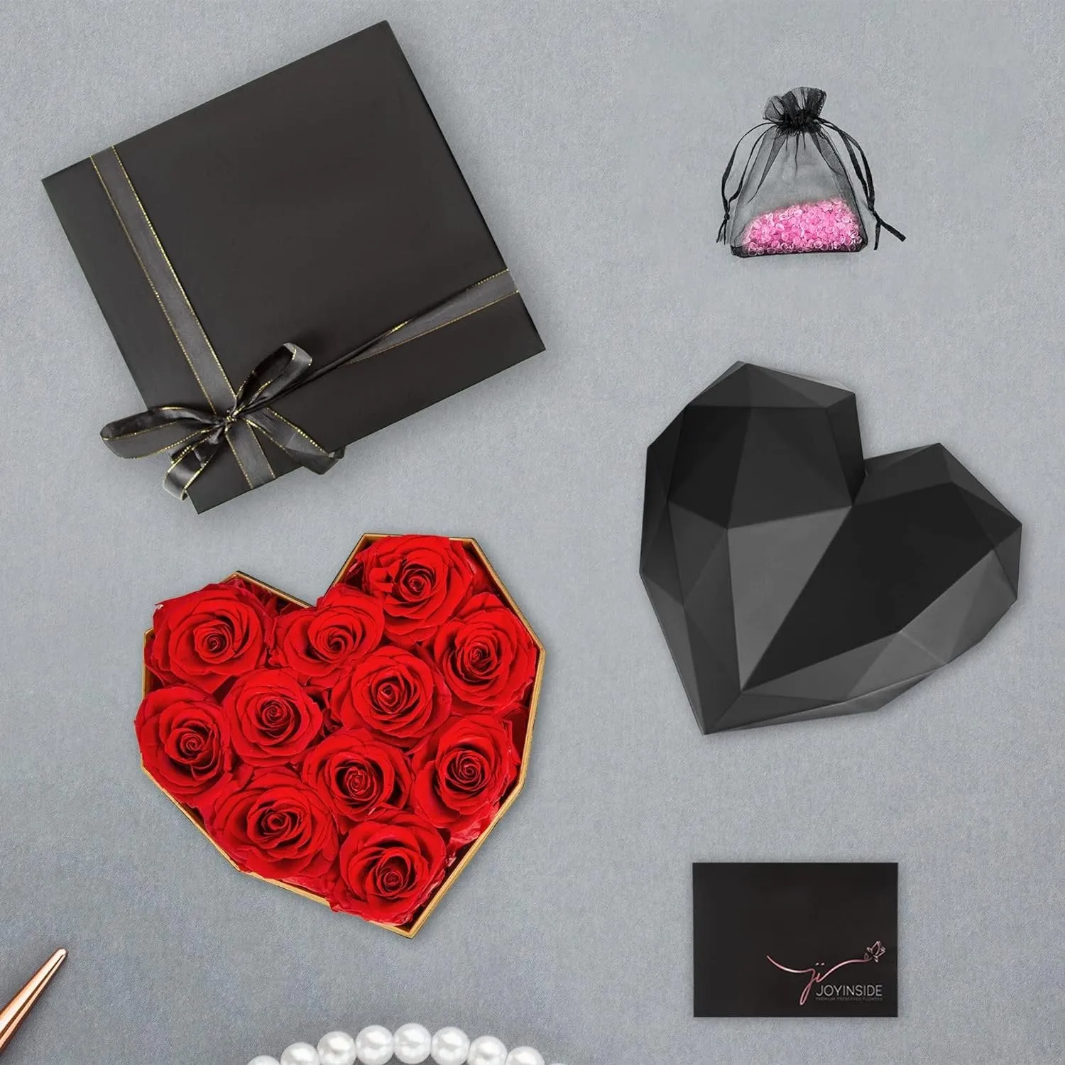 Preserved Flowers Heart Shape Box - Heart Shaped Transparent Acrylic Flower Box