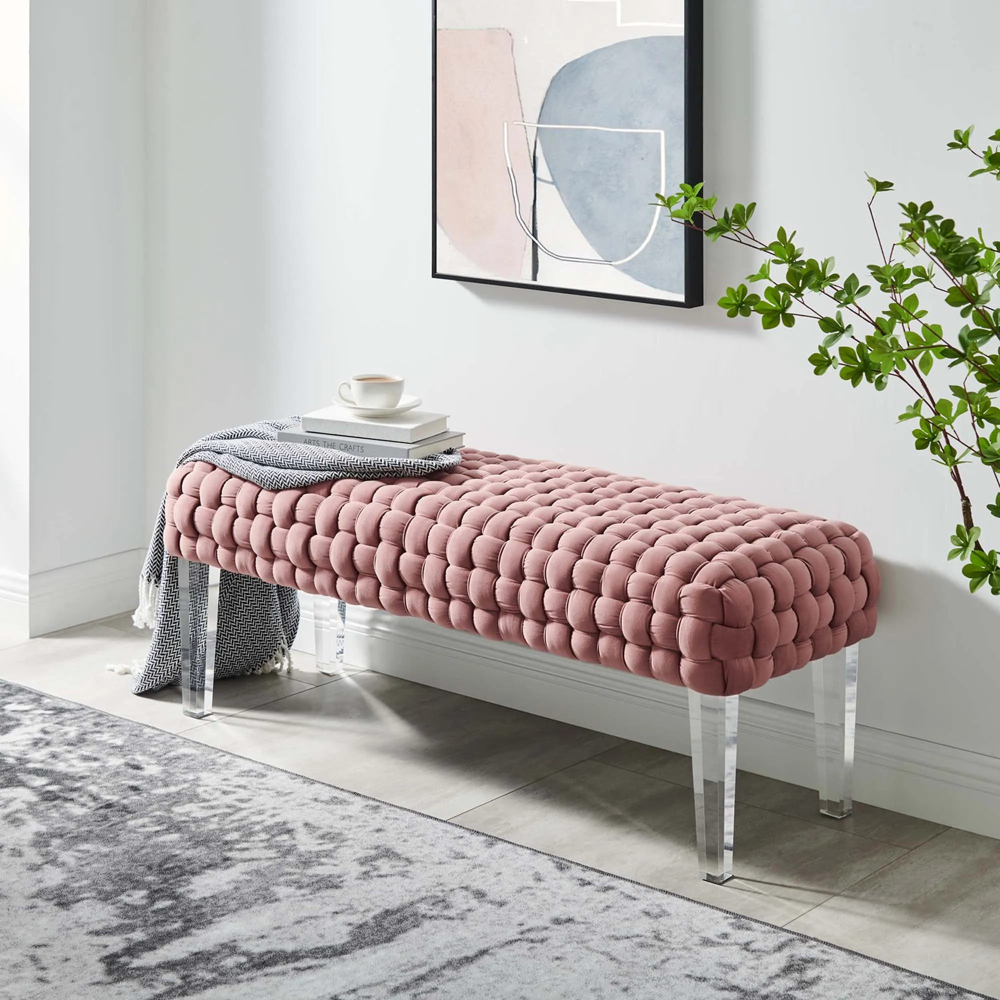 Prologue Woven Performance Velvet Ottoman by Modway