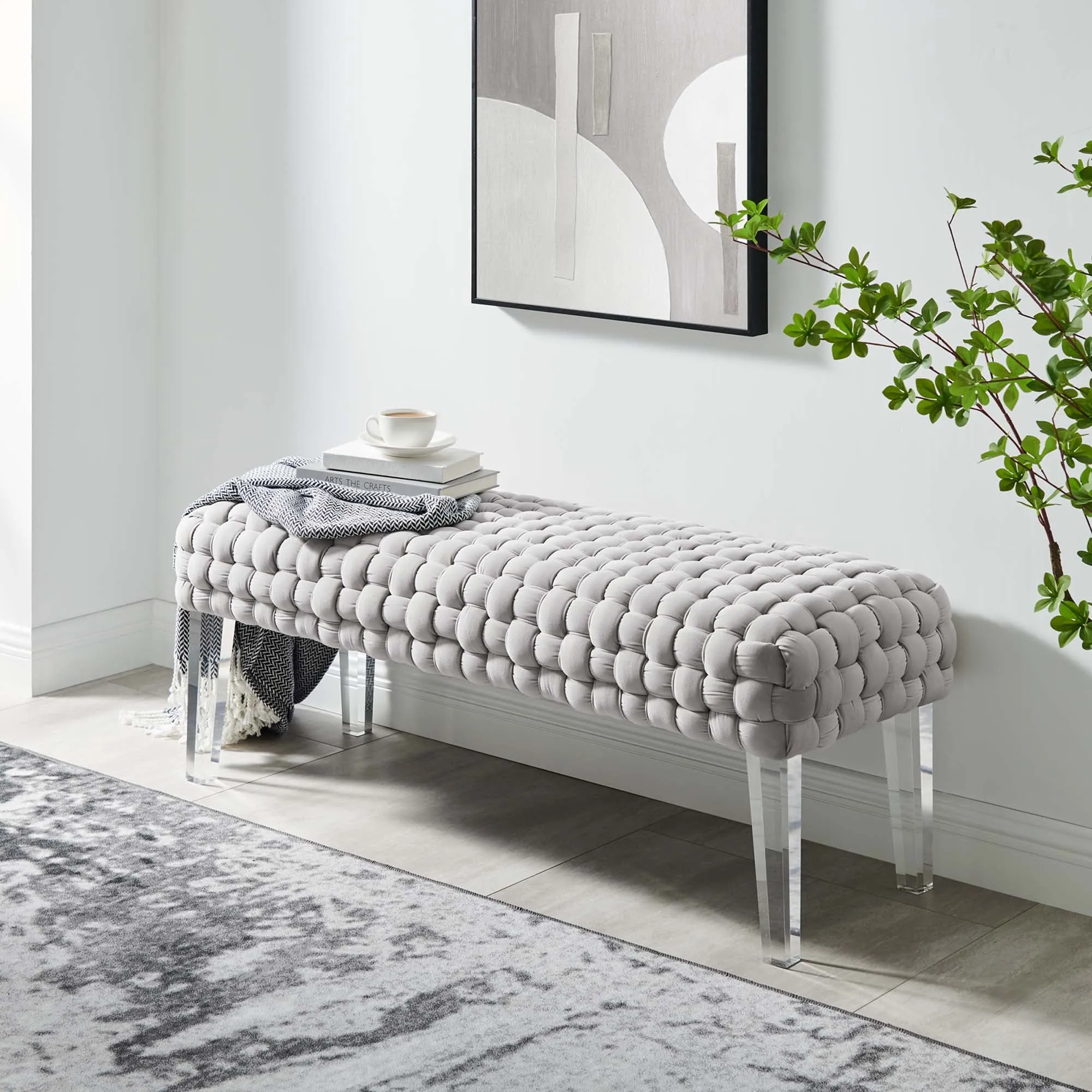 Prologue Woven Performance Velvet Ottoman by Modway