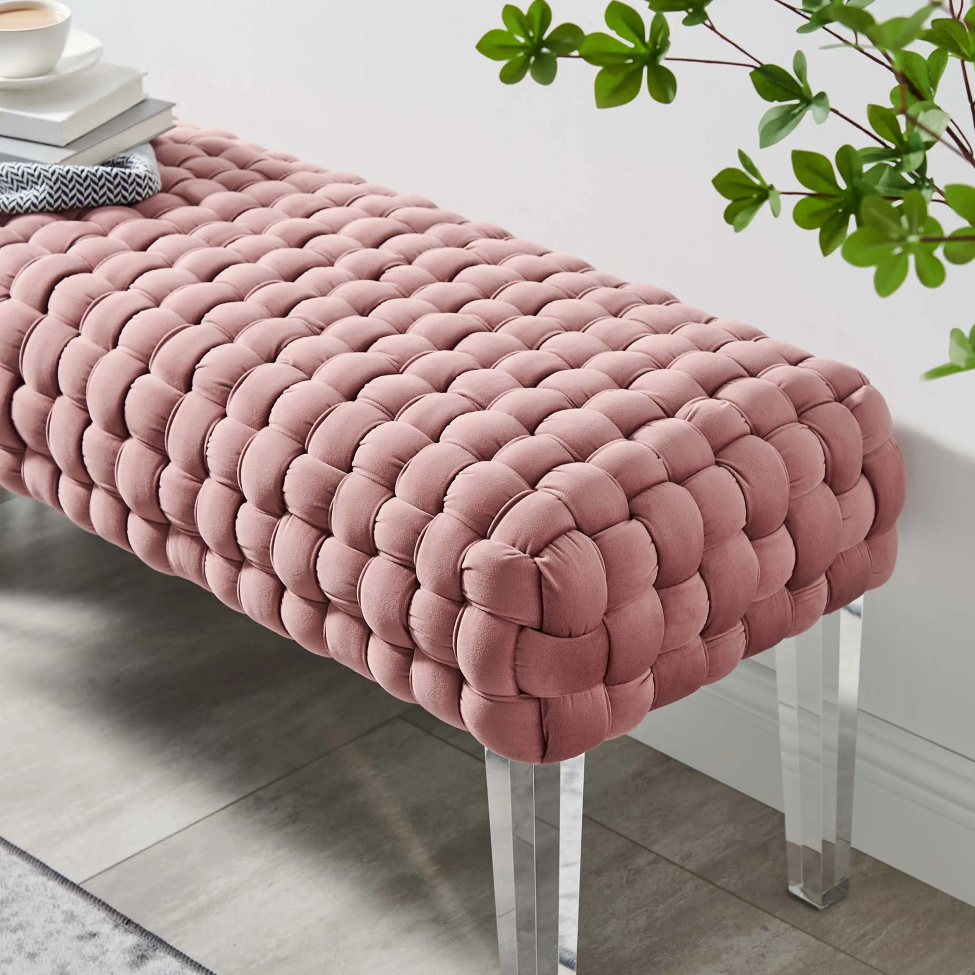 Prologue Woven Performance Velvet Ottoman by Modway