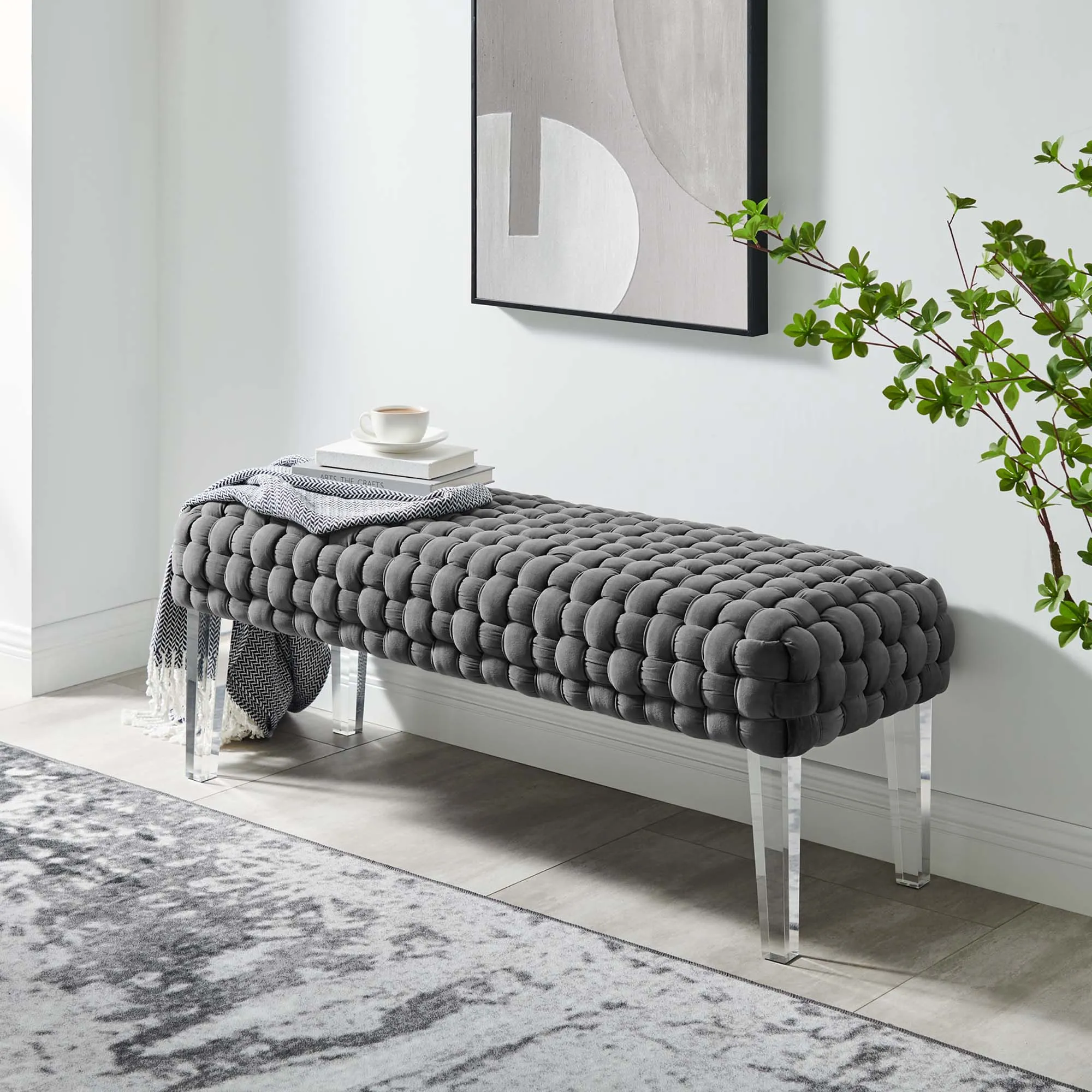 Prologue Woven Performance Velvet Ottoman by Modway