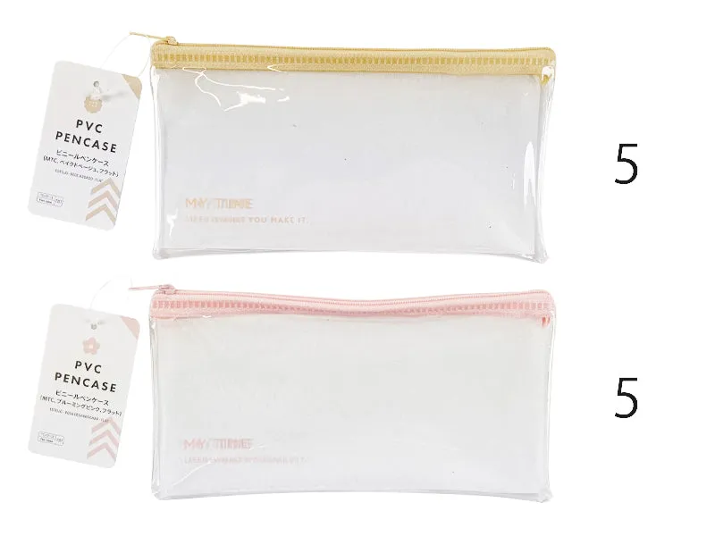 PVC pen case -MTC Blooming pink Baked beige flat-