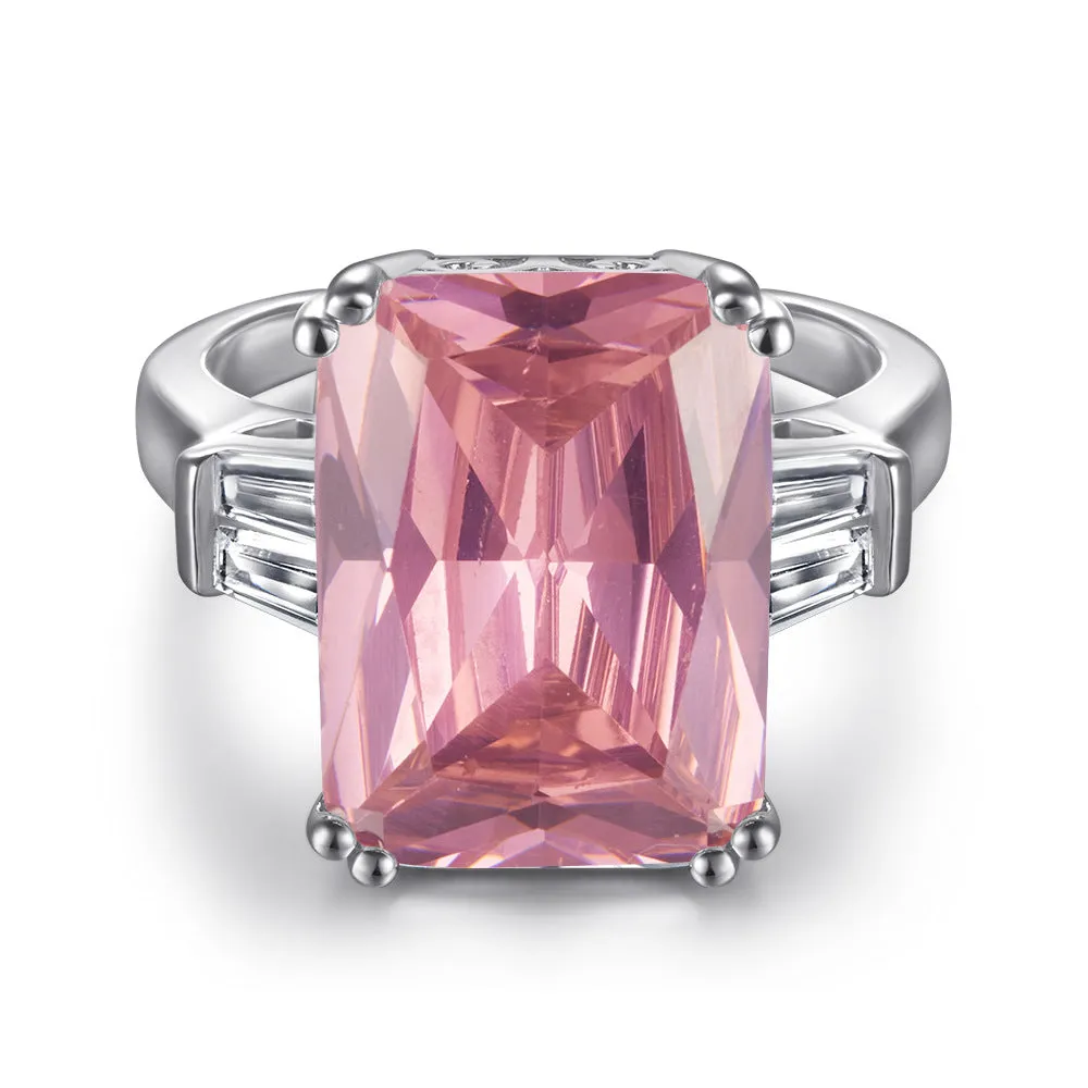 Radiant Cut Zircon Silver Ring
