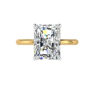 Radiant Diamond Solitaire Ring 18K Two Tone Gold