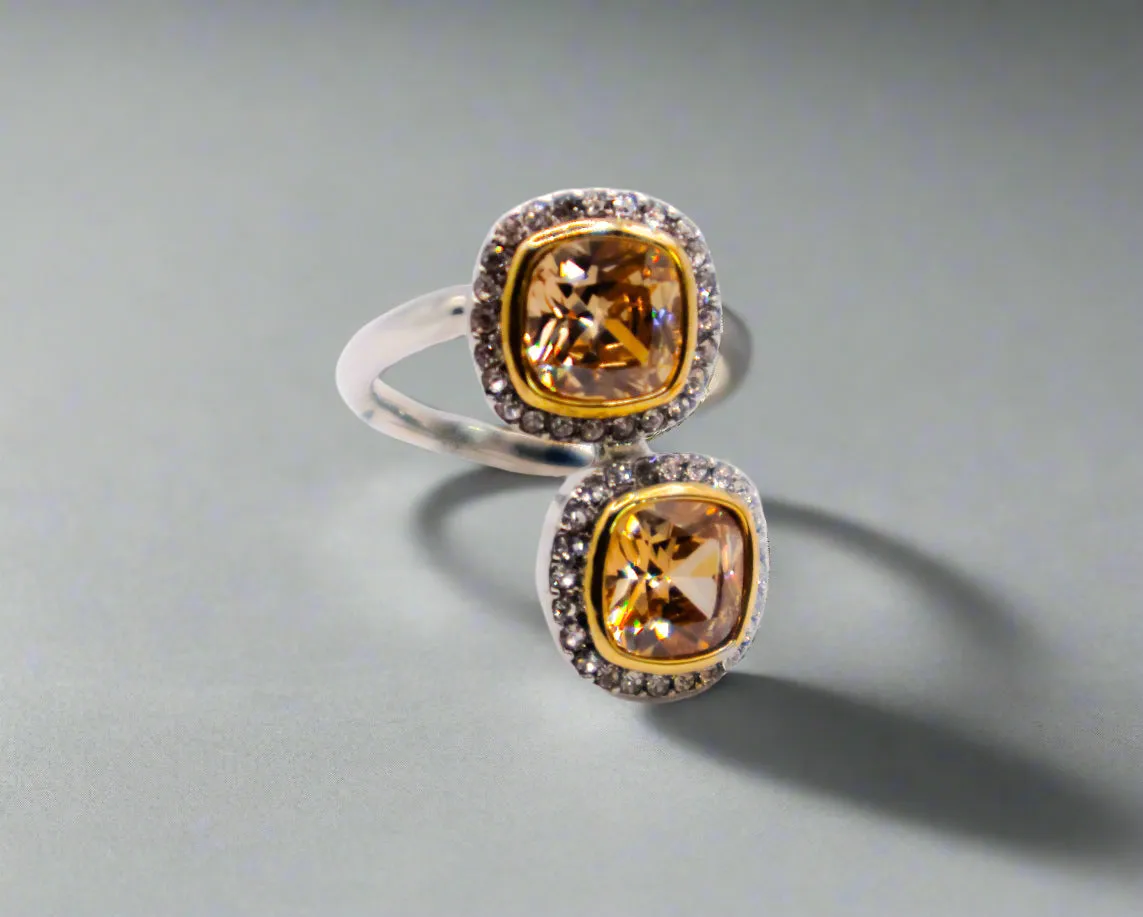 Radiant Gemstone Duo Ring