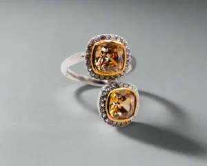 Radiant Gemstone Duo Ring