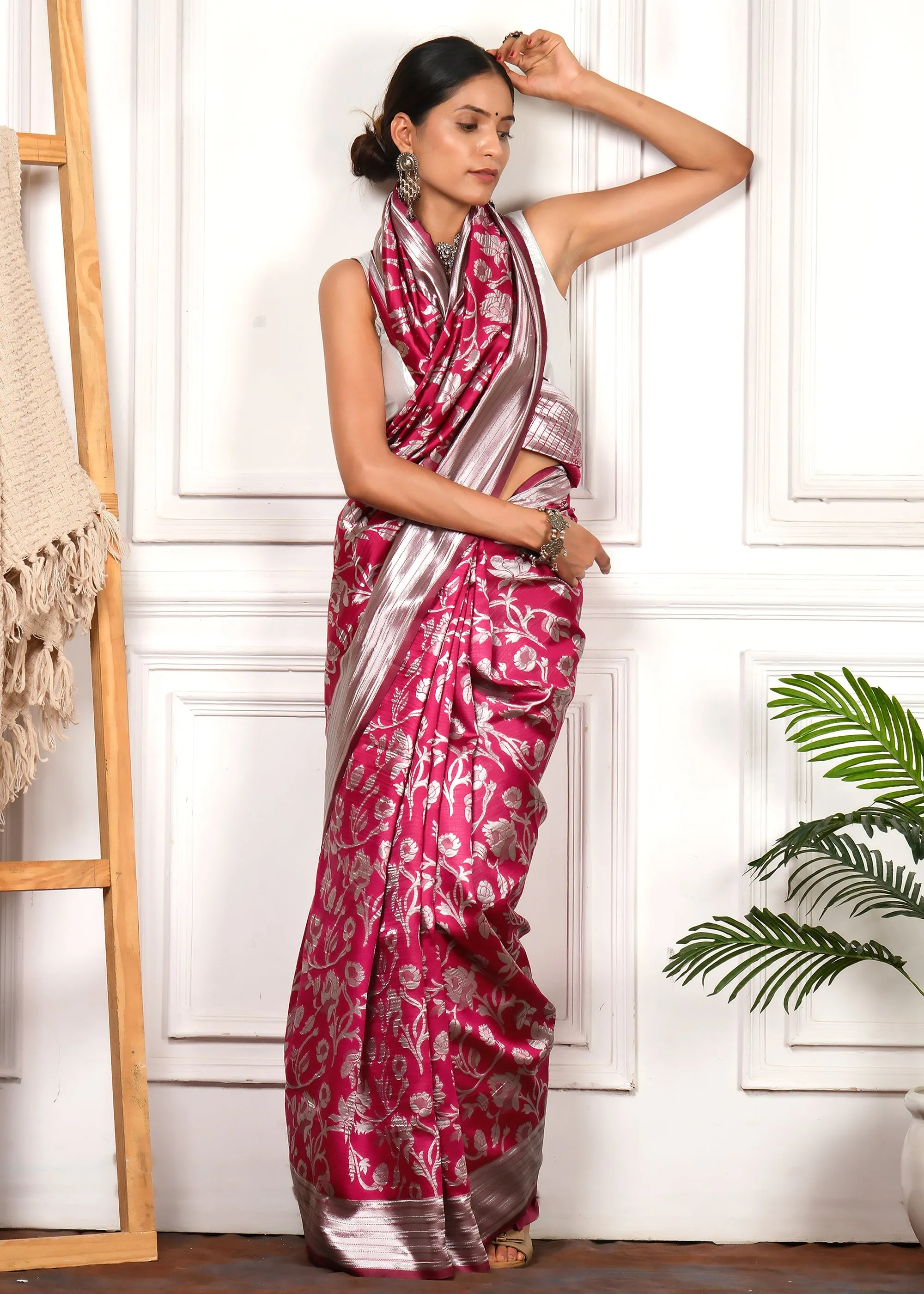 Radiant Rose Silk Saree
