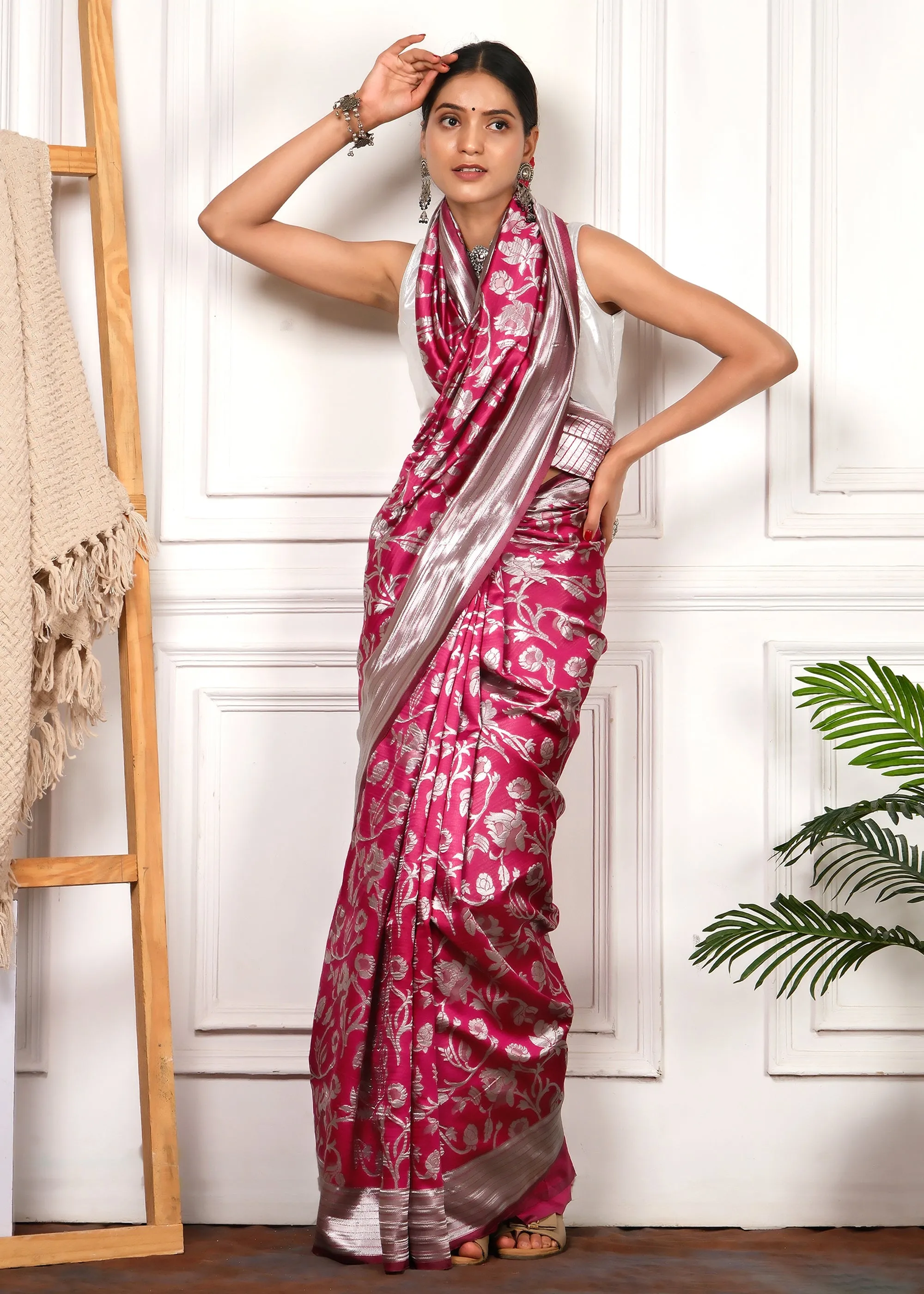 Radiant Rose Silk Saree