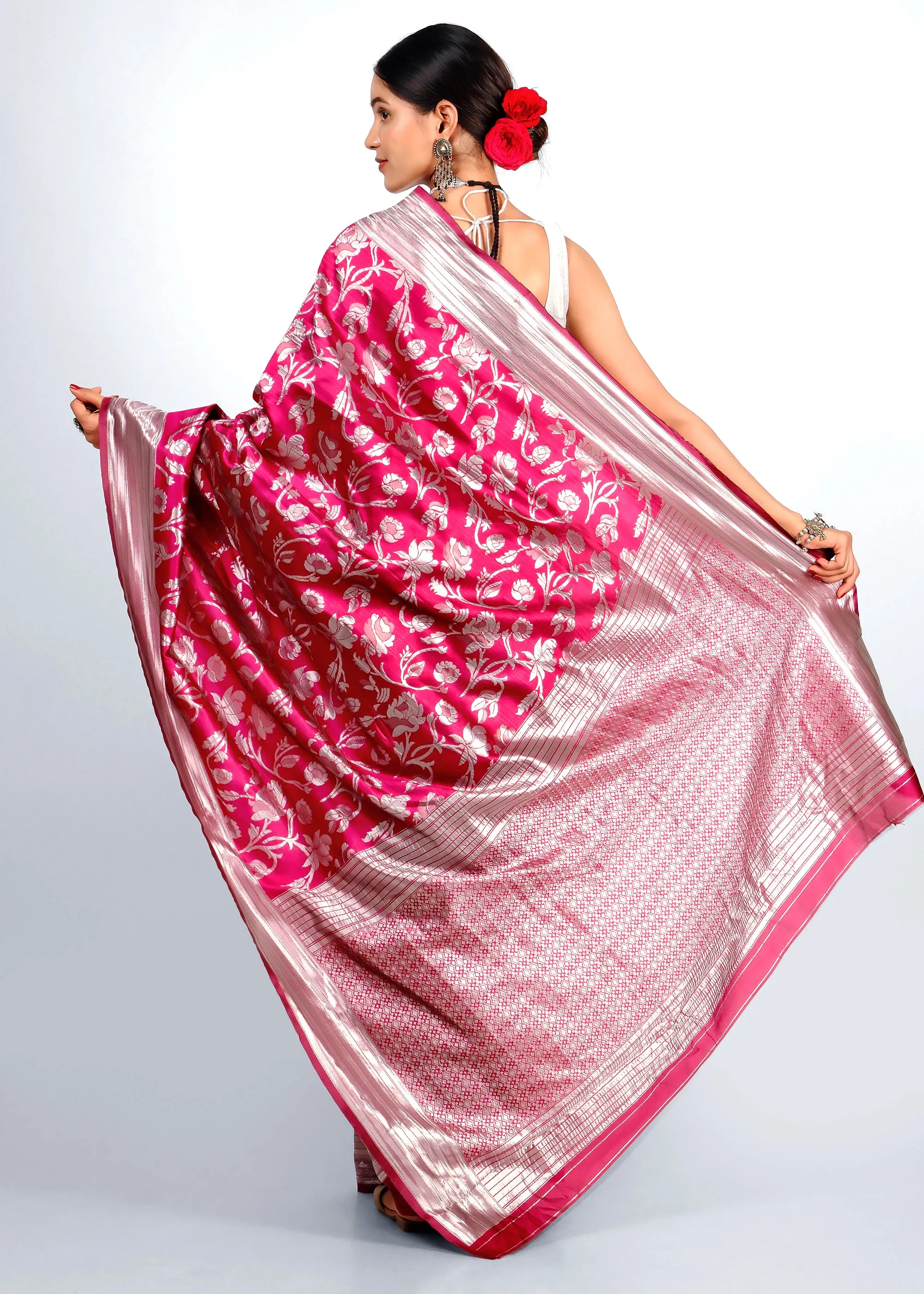 Radiant Rose Silk Saree