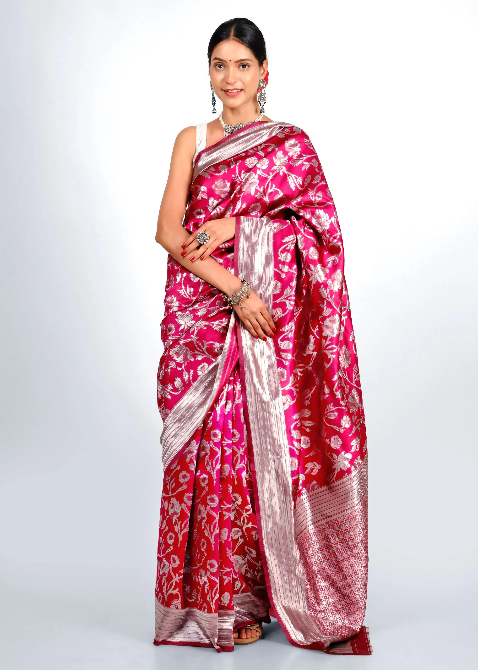 Radiant Rose Silk Saree