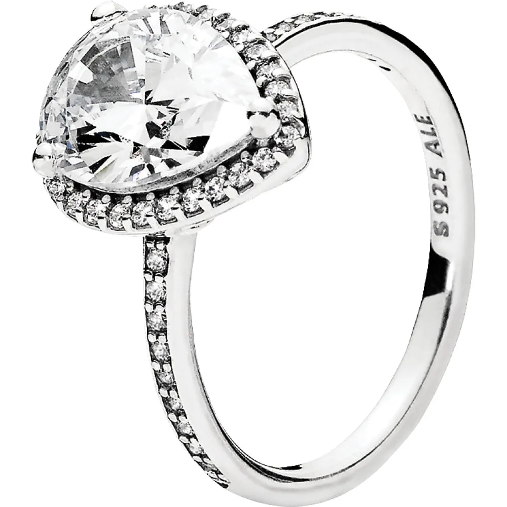 Radiant Teardrop Silver Feature Ring