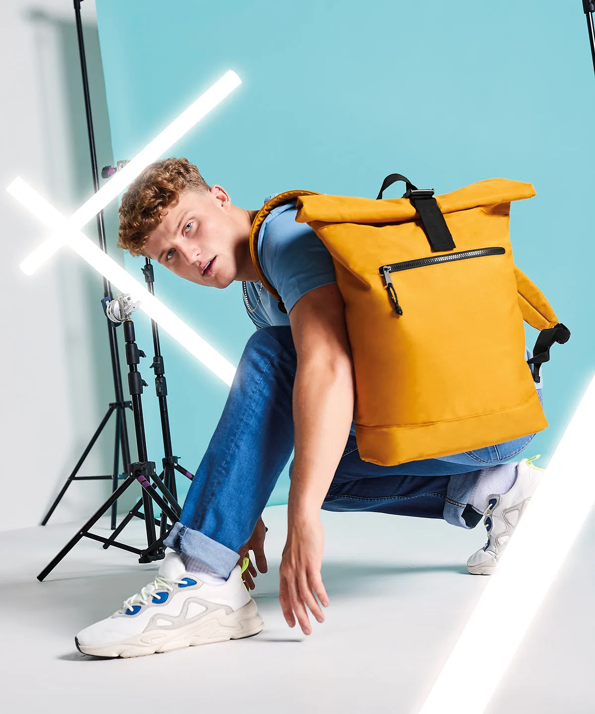 Recycled rolled-top backpack | Pure Grey