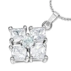 Reflection Cubic Zirconia Square Pendant Necklace - Available in Two Colors