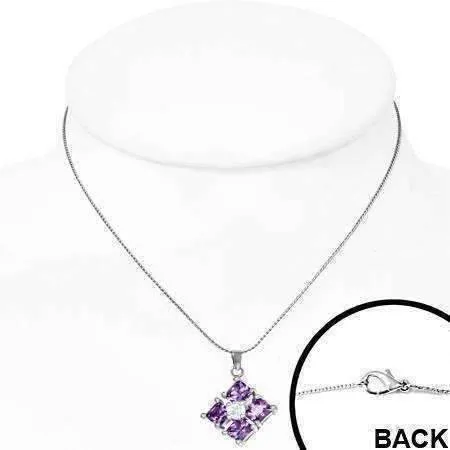 Reflection Cubic Zirconia Square Pendant Necklace - Available in Two Colors