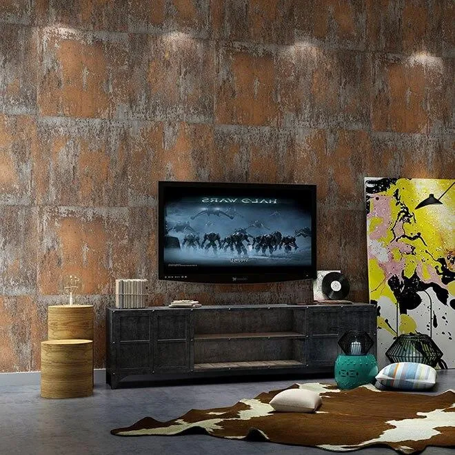 Retro Nostalgic Iron Sheet Effect Industrial Style Wallpaper (5.3 ㎡)