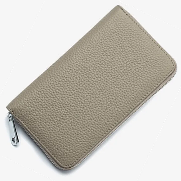 RFID Genuine Leather All Around Zipper Wallet for Women, High Capacity Long Wallet Phone Purse