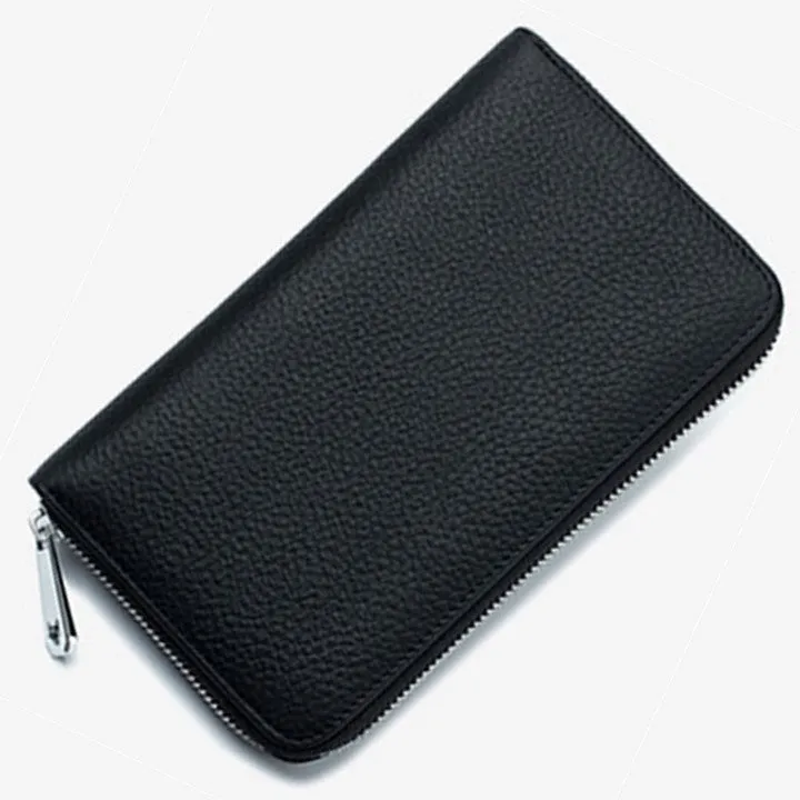 RFID Genuine Leather All Around Zipper Wallet for Women, High Capacity Long Wallet Phone Purse