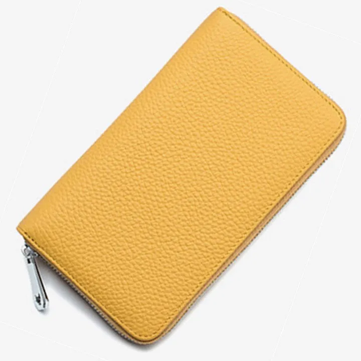 RFID Genuine Leather All Around Zipper Wallet for Women, High Capacity Long Wallet Phone Purse