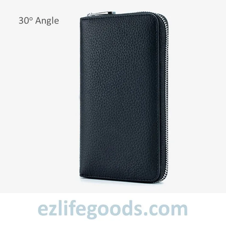 RFID Genuine Leather All Around Zipper Wallet for Women, High Capacity Long Wallet Phone Purse