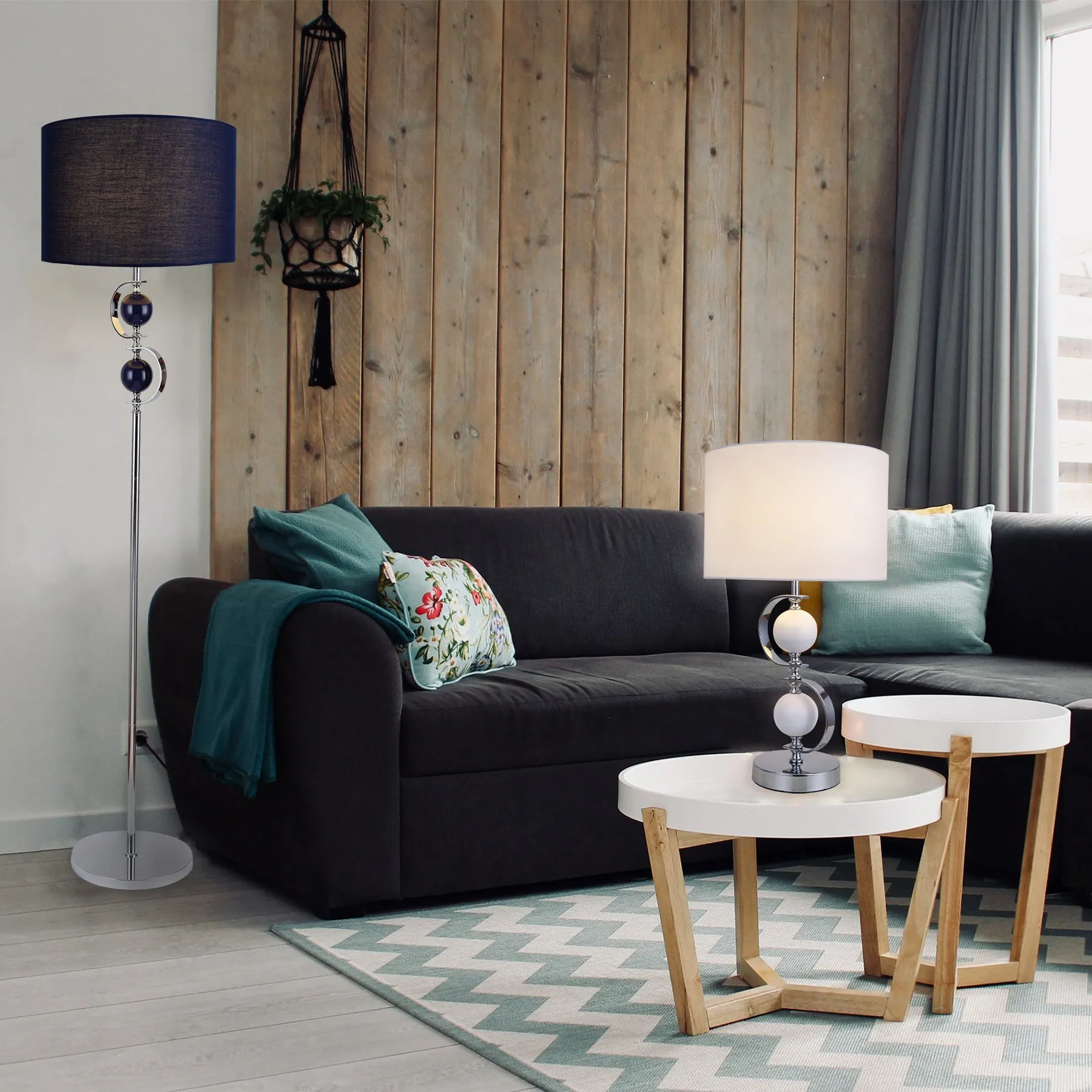 Rialto Navy Blue Modern Elegant Floor Lamp
