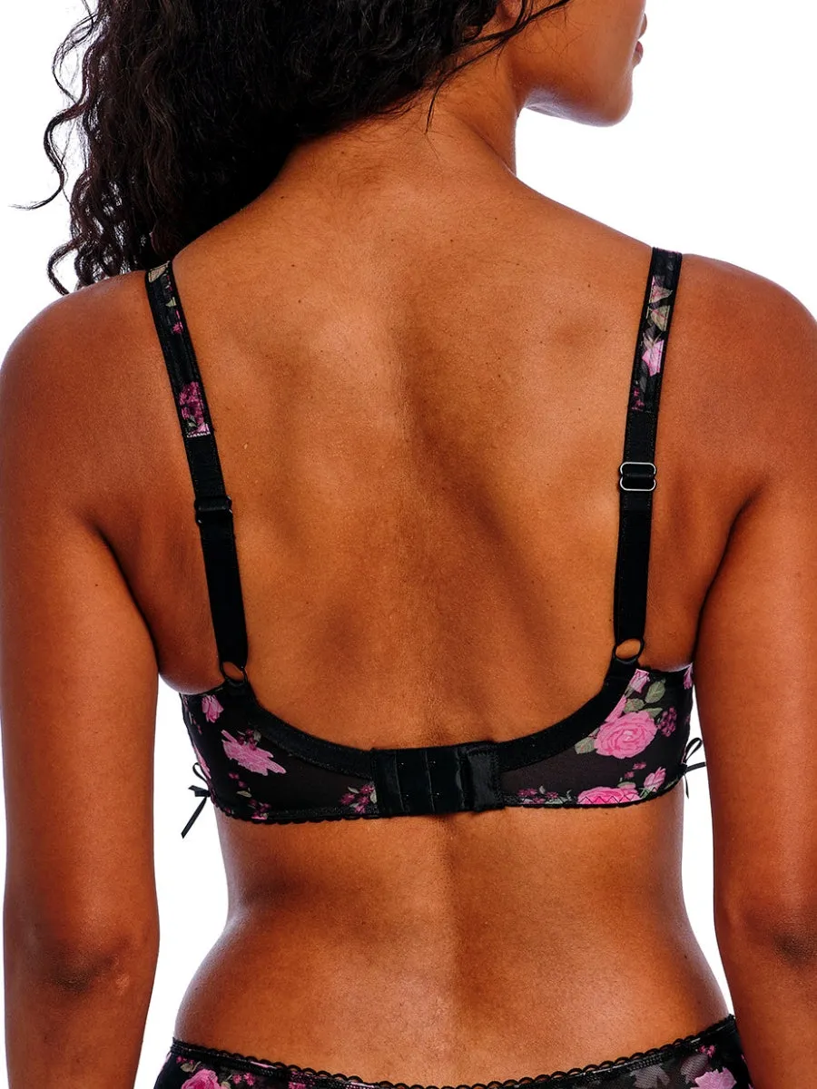 Rose Blossom Plunge Bra - Black Rose