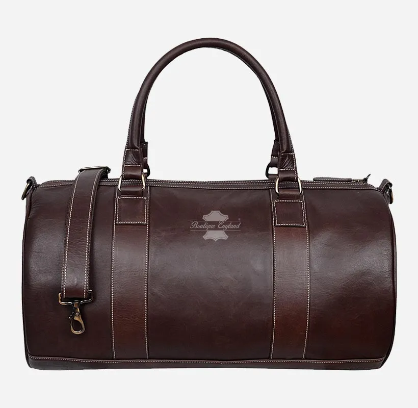 Round Holdall Leather Weekend Bag Travel Bag Duffel Gym Bag