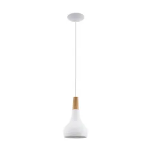 Sabinar Small White and Natural Timber Pendant