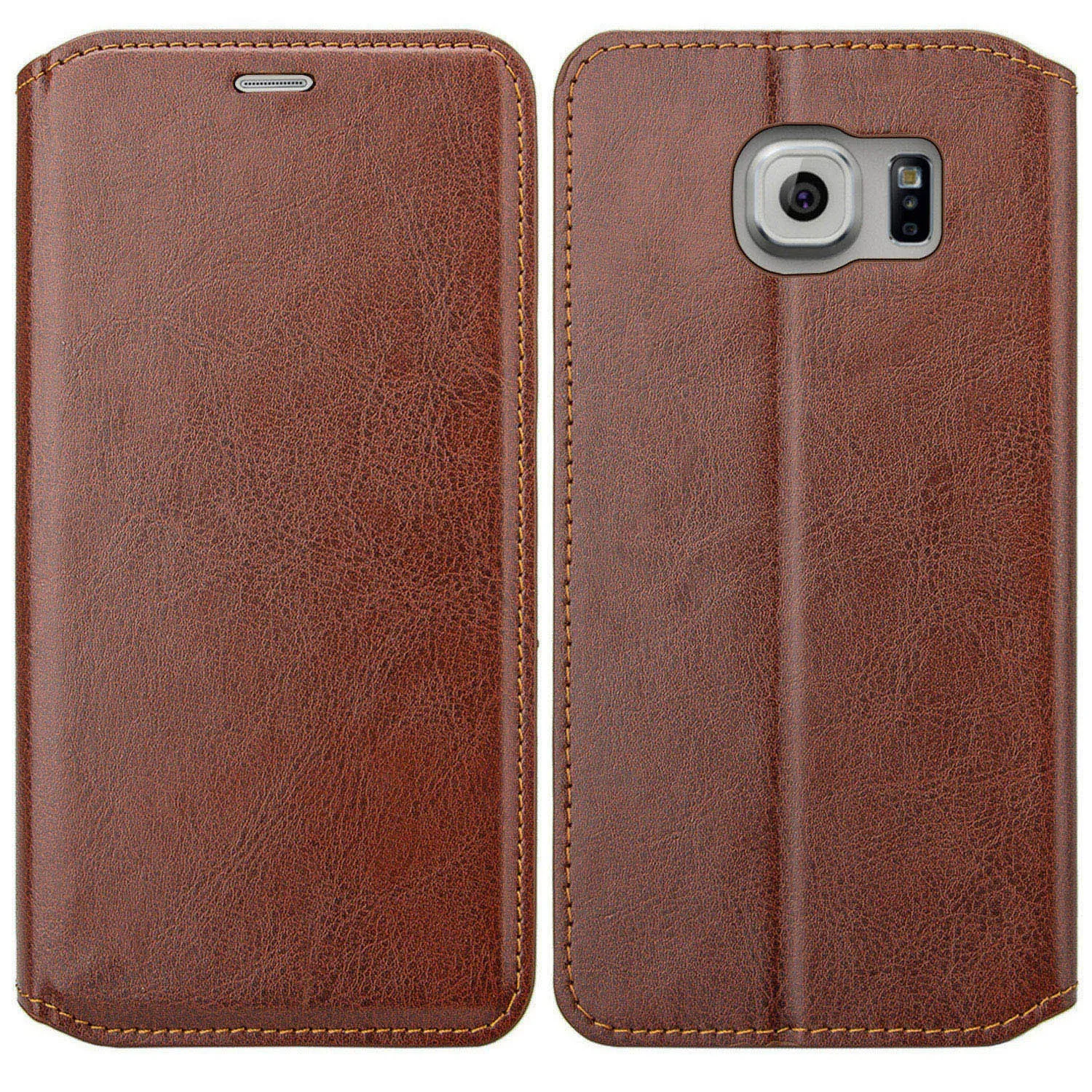 Samsung Galaxy S6 Edge Plus Case, Pu Leather Magnetic Fold[Kickstand] Wallet Case with ID & Card Slots for S6 Edge Plus - Brown