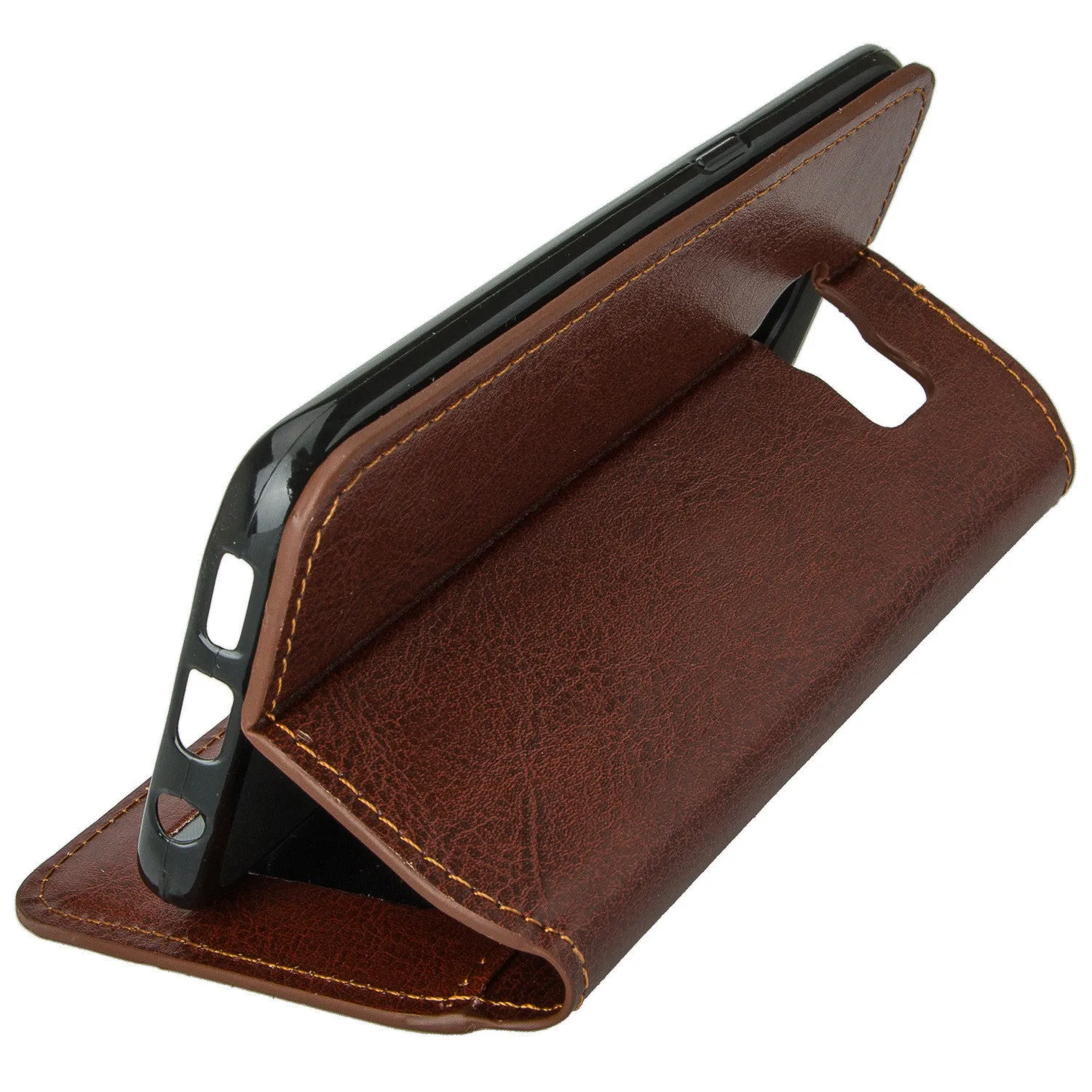 Samsung Galaxy S6 Edge Plus Case, Pu Leather Magnetic Fold[Kickstand] Wallet Case with ID & Card Slots for S6 Edge Plus - Brown