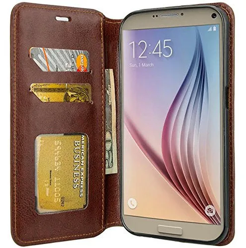 Samsung Galaxy S6 Edge Plus Case, Pu Leather Magnetic Fold[Kickstand] Wallet Case with ID & Card Slots for S6 Edge Plus - Brown