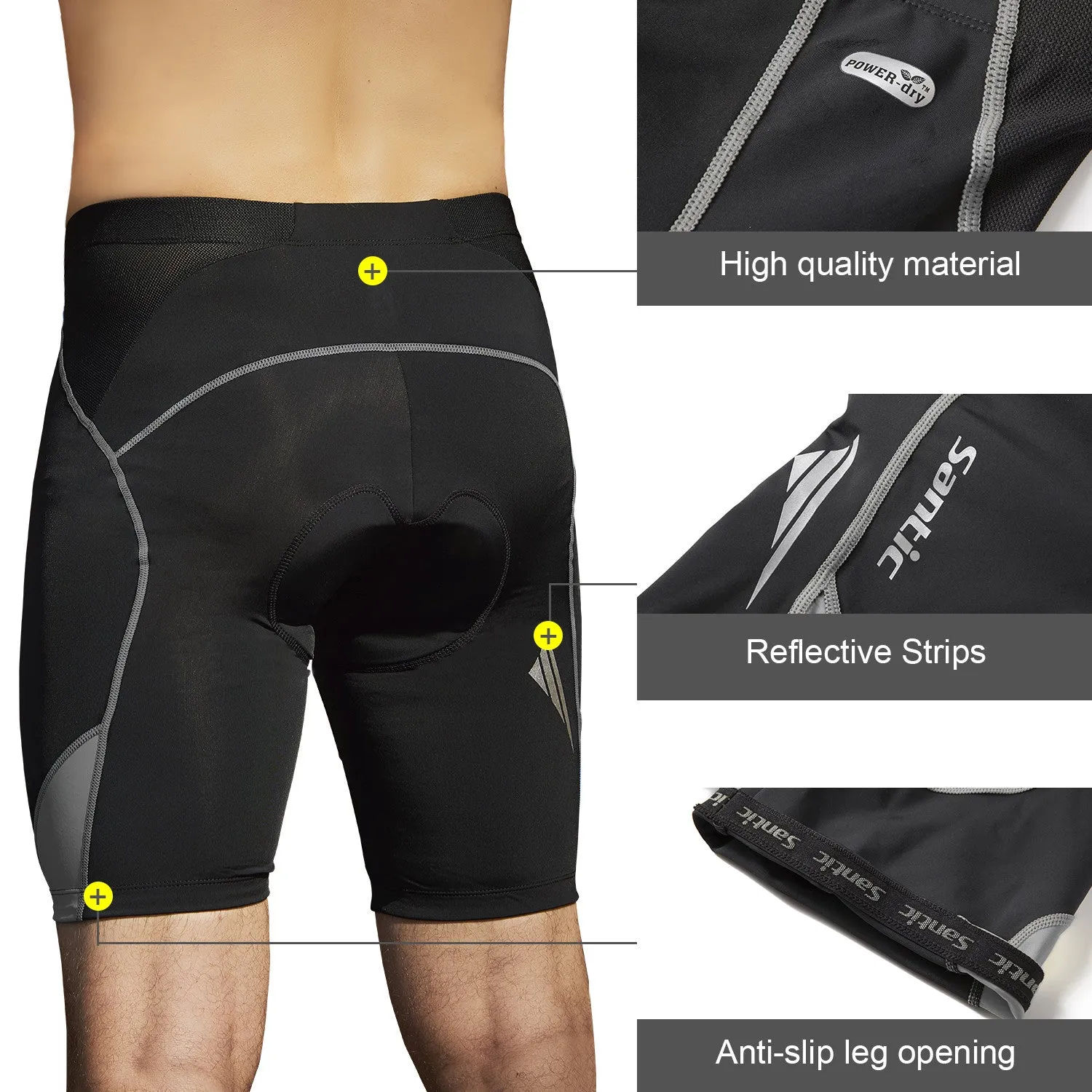 Santic Genting Gray Men Padded Cycling Shorts