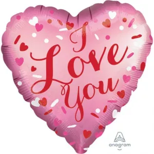 Satin Pink Love You Heart Foil Balloon - 45cm