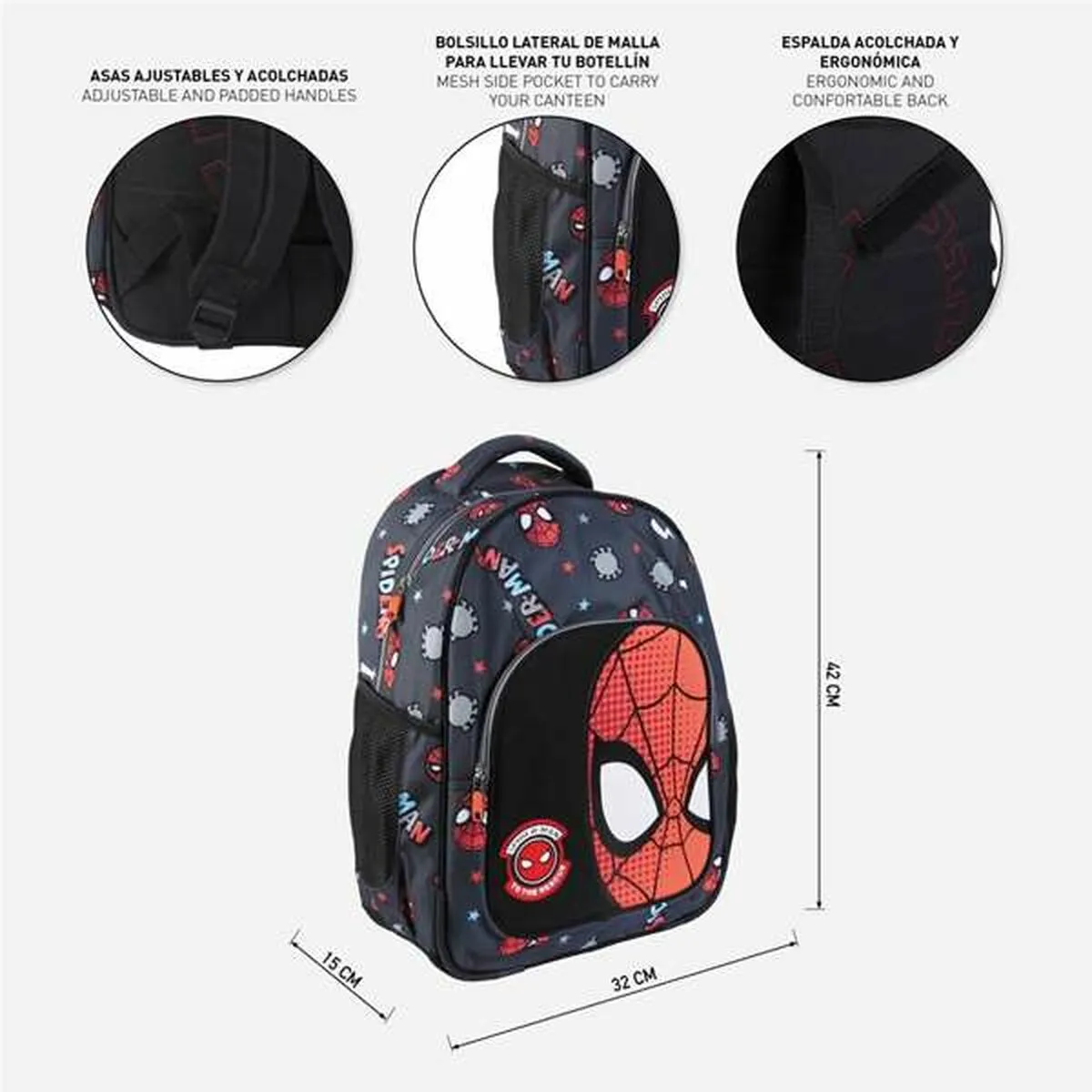 School Bag Spider-Man Black Multicolour