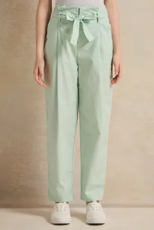 Senior Girls Mint Paper bag Pants