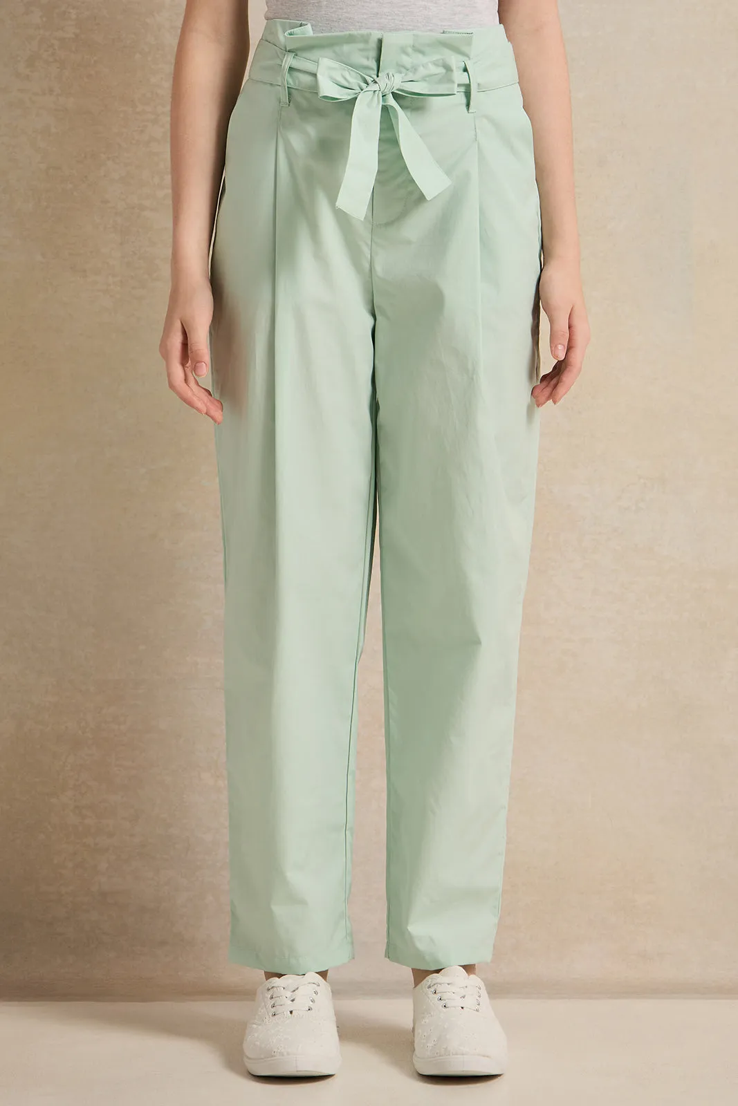 Senior Girls Mint Paper bag Pants