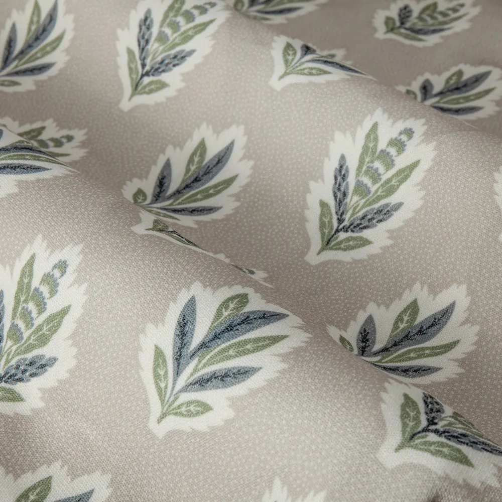Sessile Leaf Motif Pencil Pleat Curtains Flax
