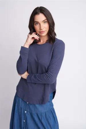 Shaped Hem Cotton Tee Navy