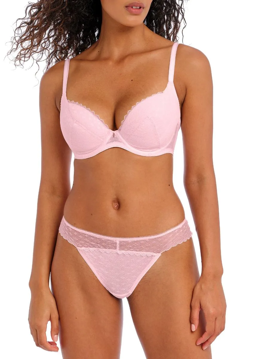 Signature Padded Plunge Bra - Barely Pink