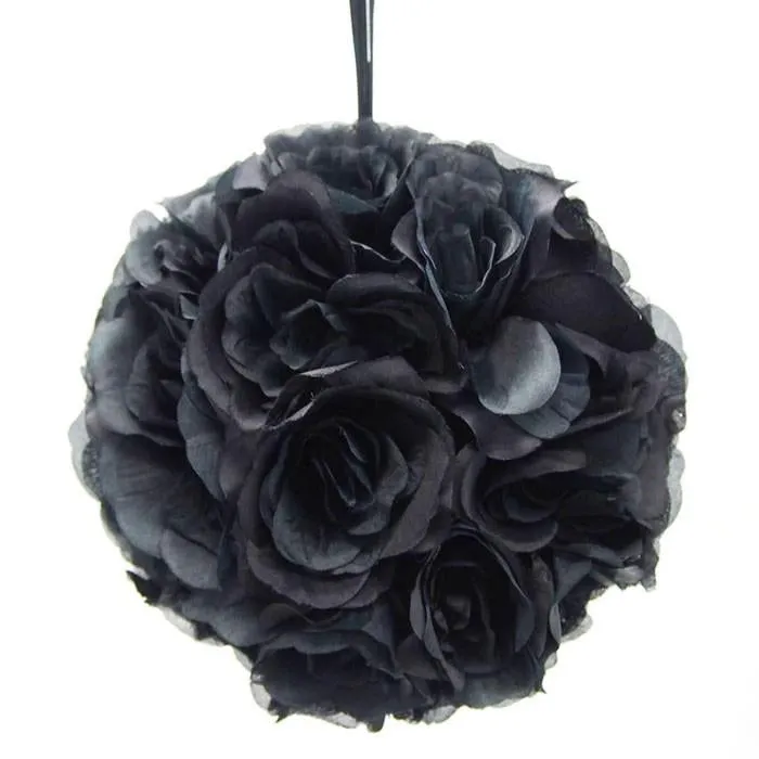 Silk Flower Kissing Ball Hanging Loop Centerpiece Decor, 10-inch